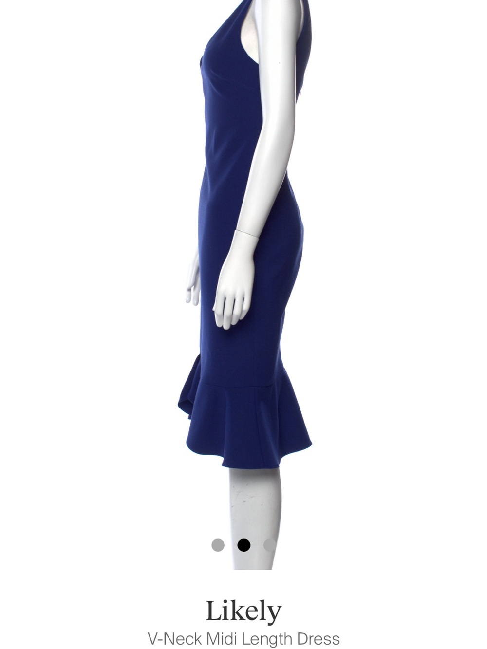 Likely Royal Blue V-Neck Ruffle-Hem Midi Dress - Picture 3 of 3